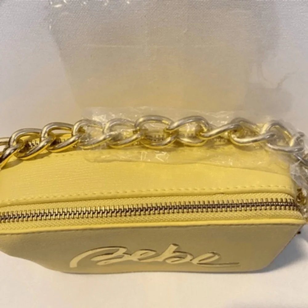 Bebe Bruna Camera Bag Butter Yellow Gold Chain Crossbody Handbag New - Picture 7 of 8
